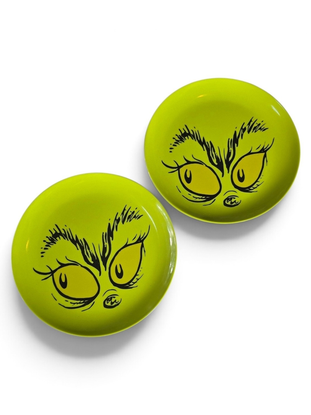 The Grinch Sleigh Bell Bistro Set of 2 Plastic Plates 8" Dr. Seuss Nwt